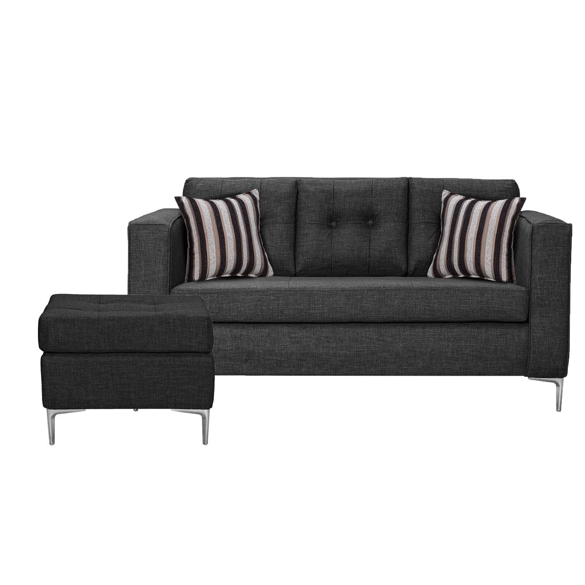 COLBOX - Sofá Astra 3C + 1 Pouf-Met Tela