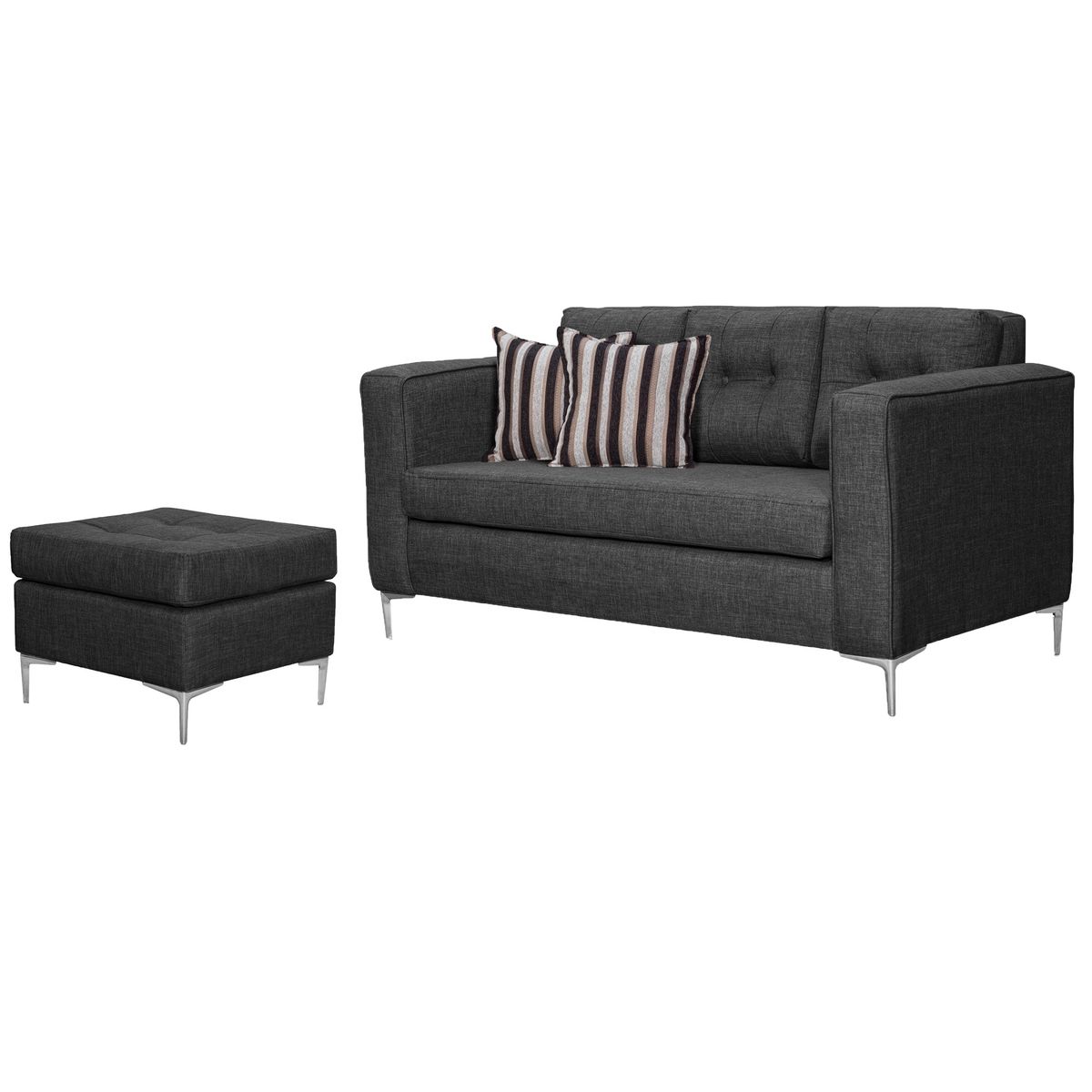 COLBOX - Sofá Astra 3C + 1 Pouf-Met Tela