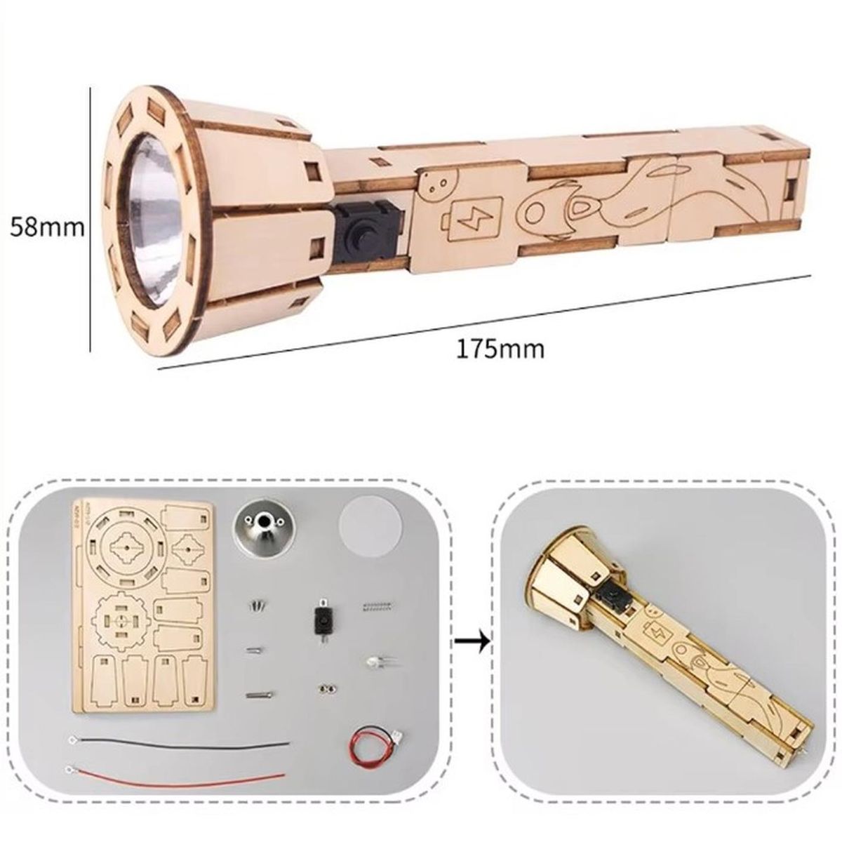 GENERICO - Linterna de juguete armable puzzle pintable