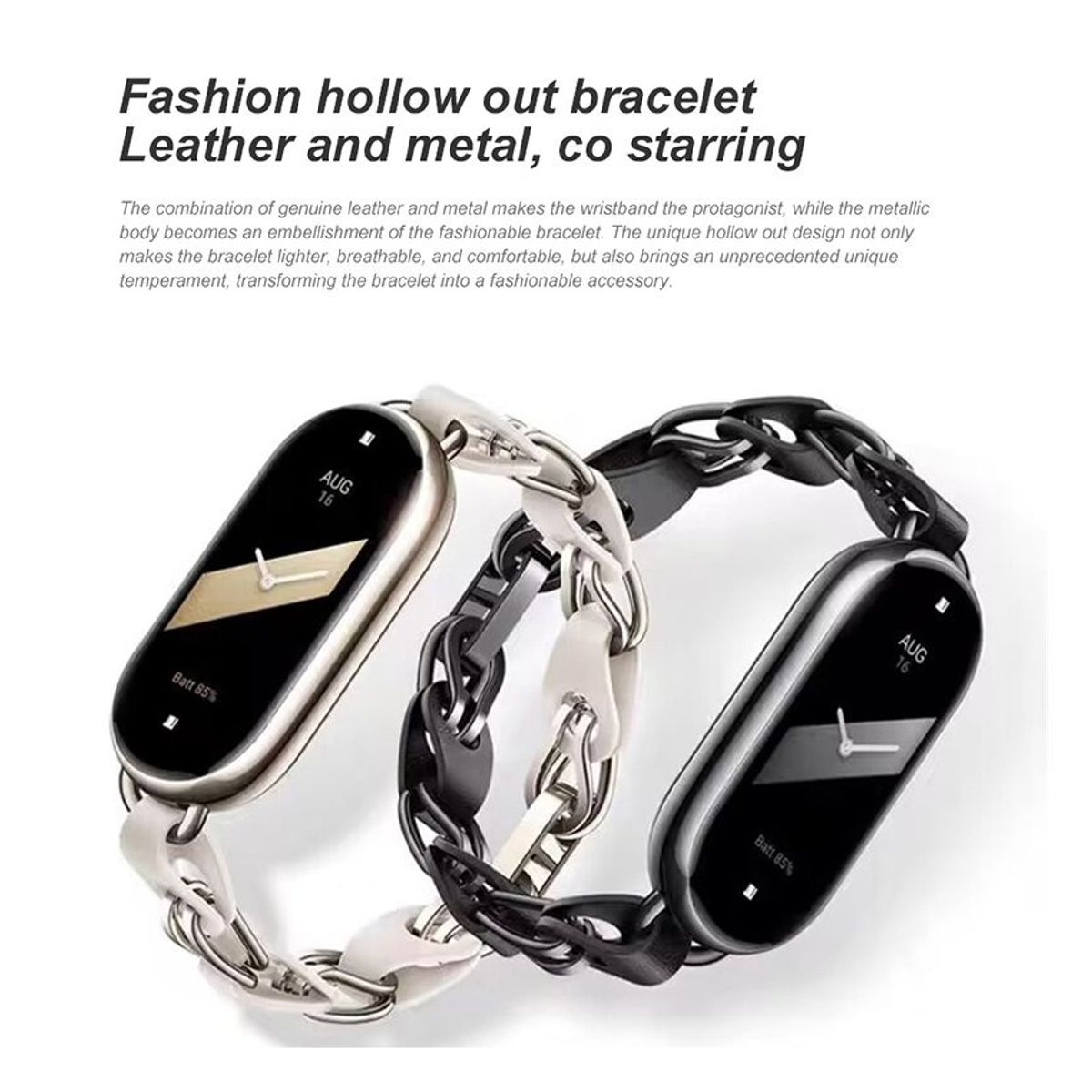 XIAOMI - Mi Band 8 pulsera de acero inoxidable de moda Negra