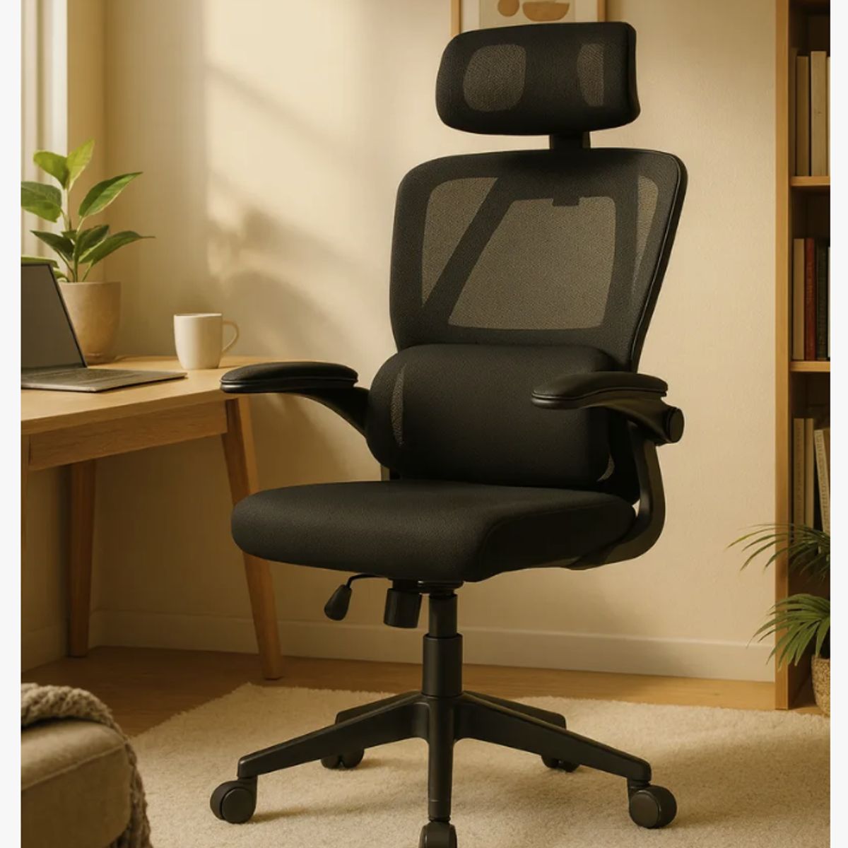 HOMER DESIGN - Silla Ergonómica Oficina Soporte Lumbar Ajustable Giratorio