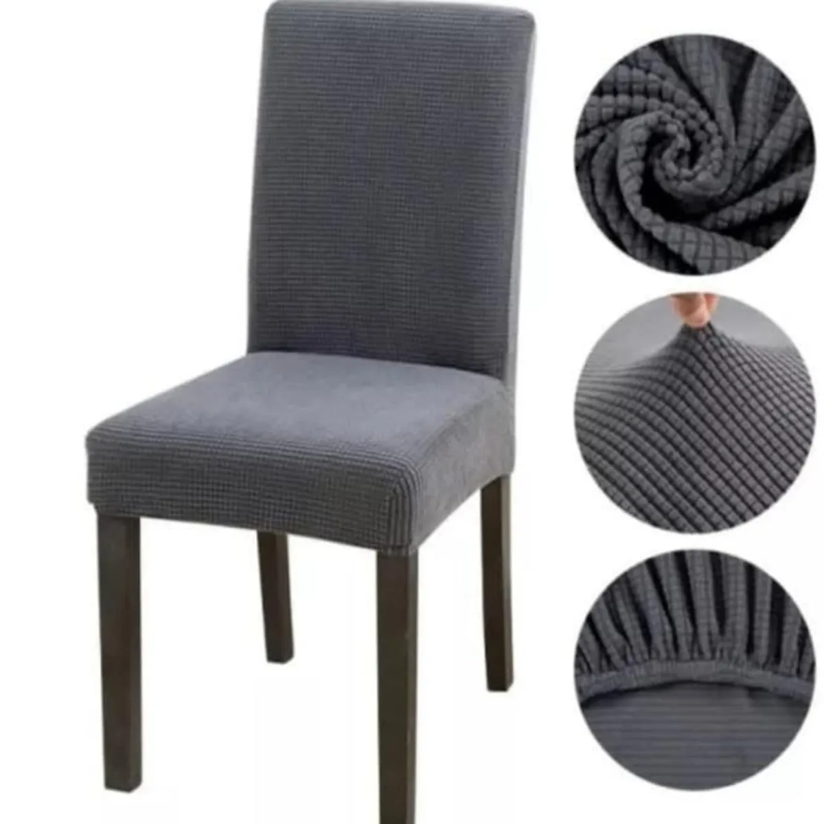 GENERICO - Funda Cubre Silla Gris pack 6 tela cuadrille spandex