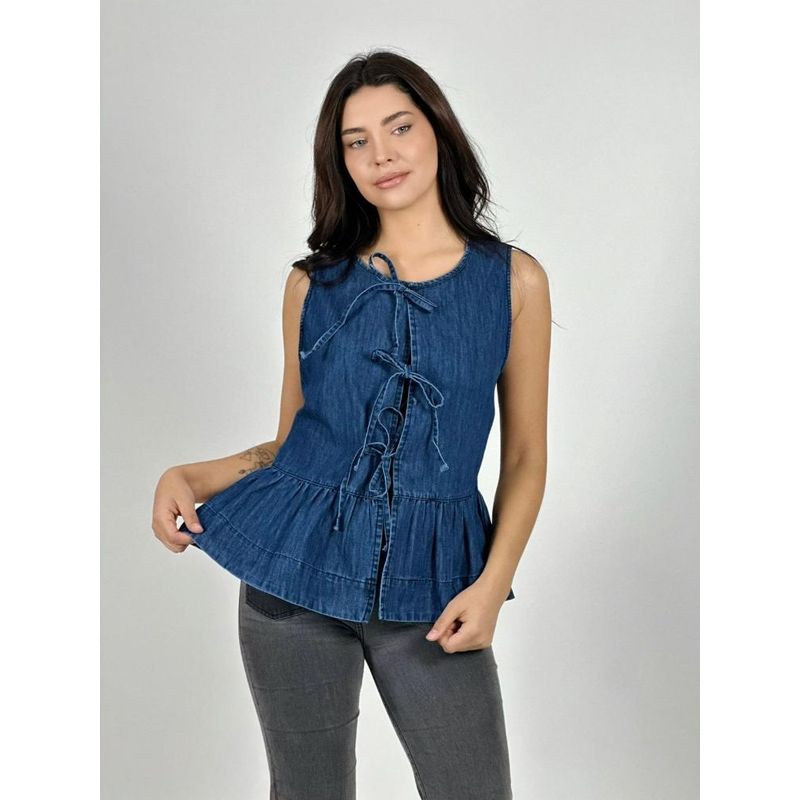 ENIGMATICA BOUTIQUE - Blusa Mezclilla Faroleo con Amarras