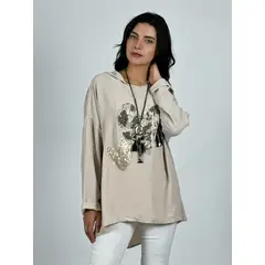 ENIGMATICA BOUTIQUE - Polera Crepé Triple Corazon Lentejuelas