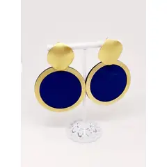 GAB JOYAS - AROS BAÑO ORO AMARILLO APLICACIÓN CUERO AZUL REY