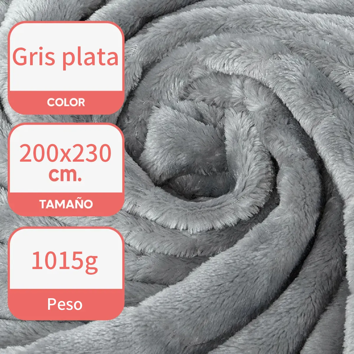 ATURE - Frazada Polar Termica 2 Plazas Homely Manta 200 X 230 Cm 1015G Gris