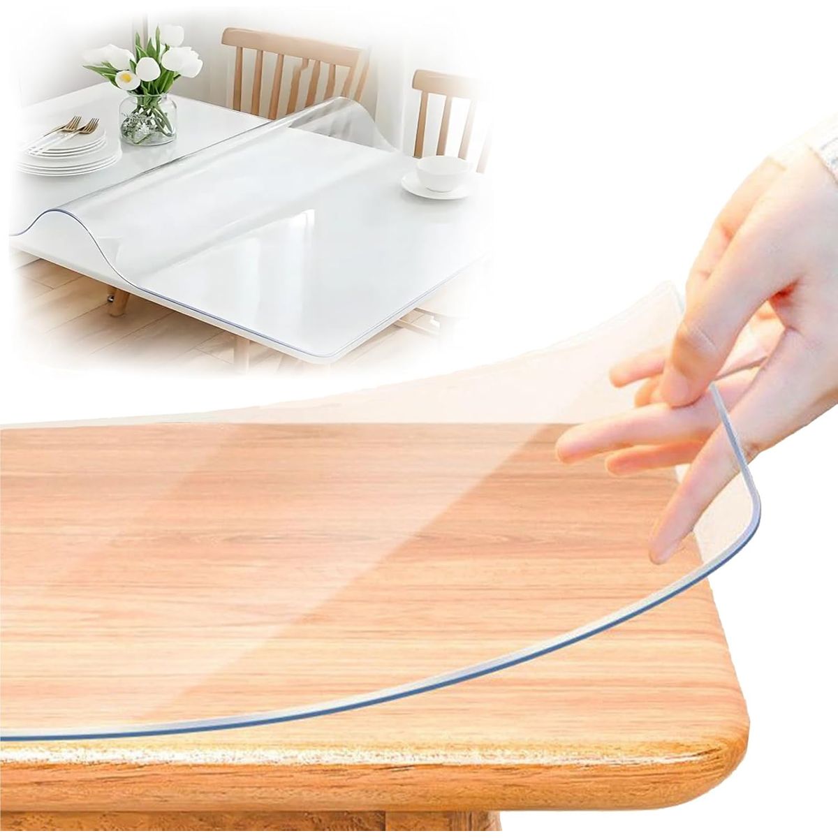 KUANGYE - Mantel Transparente Premium Protector para Mesas Comedor 70x130cm