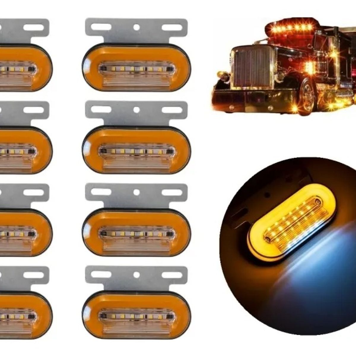 GENERICO - Foco Farol 30 Led Lateral Bicolor 12/24v Camión (8 Unid.)