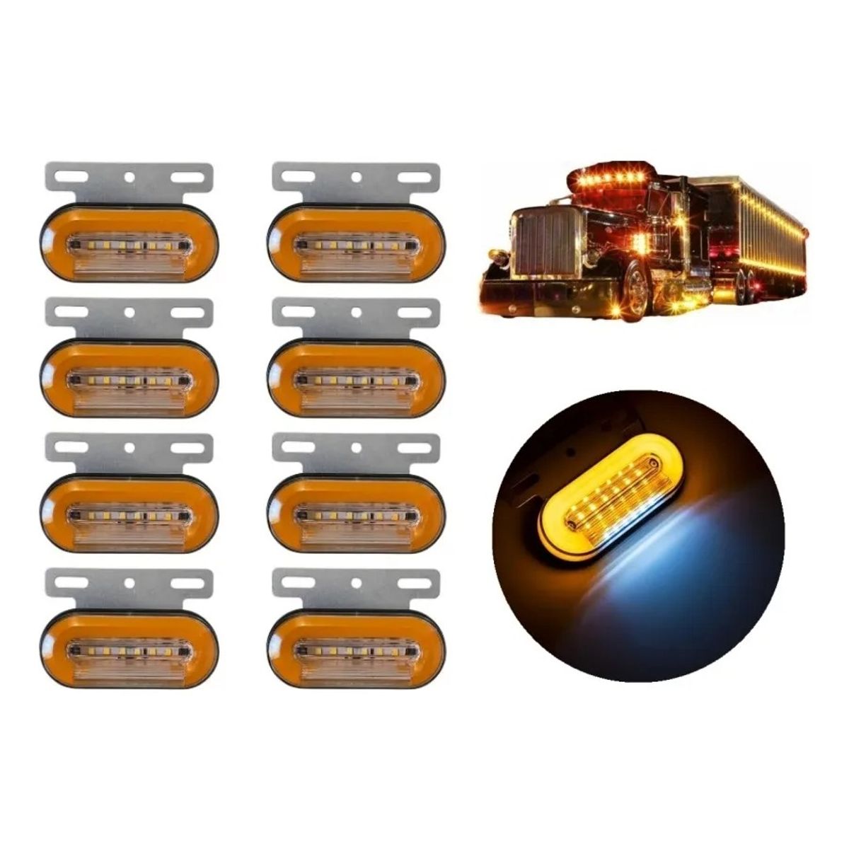 GENERICO - Foco Farol 30 Led Lateral Bicolor 12/24v Camión (8 Unid.)