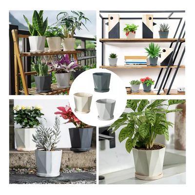 Imagen 2 del producto 9 Pcs Macetas De Plastico Con Separador De Agua Tricolor