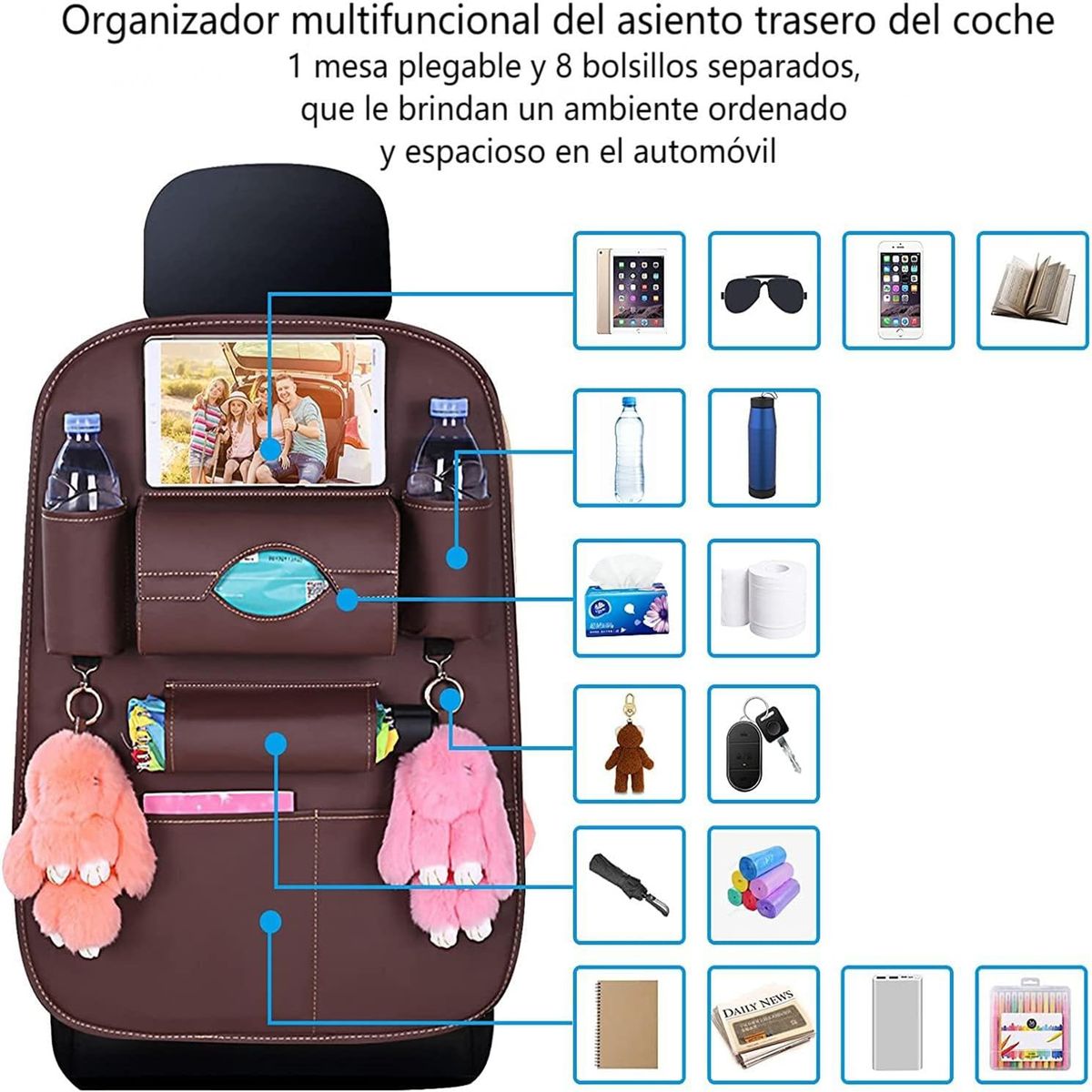 WELDMON - Paquete de 2 Organizador Auto Asiento De Cuero