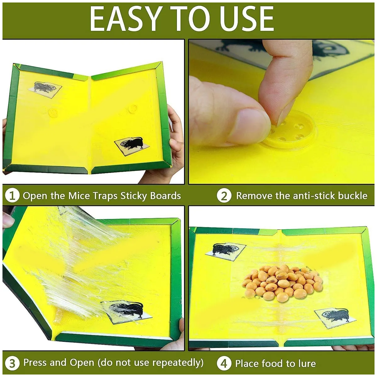 KUANGYE - Pack 30 Laminas Trampa Atrapa Rata Ratón Pegamento