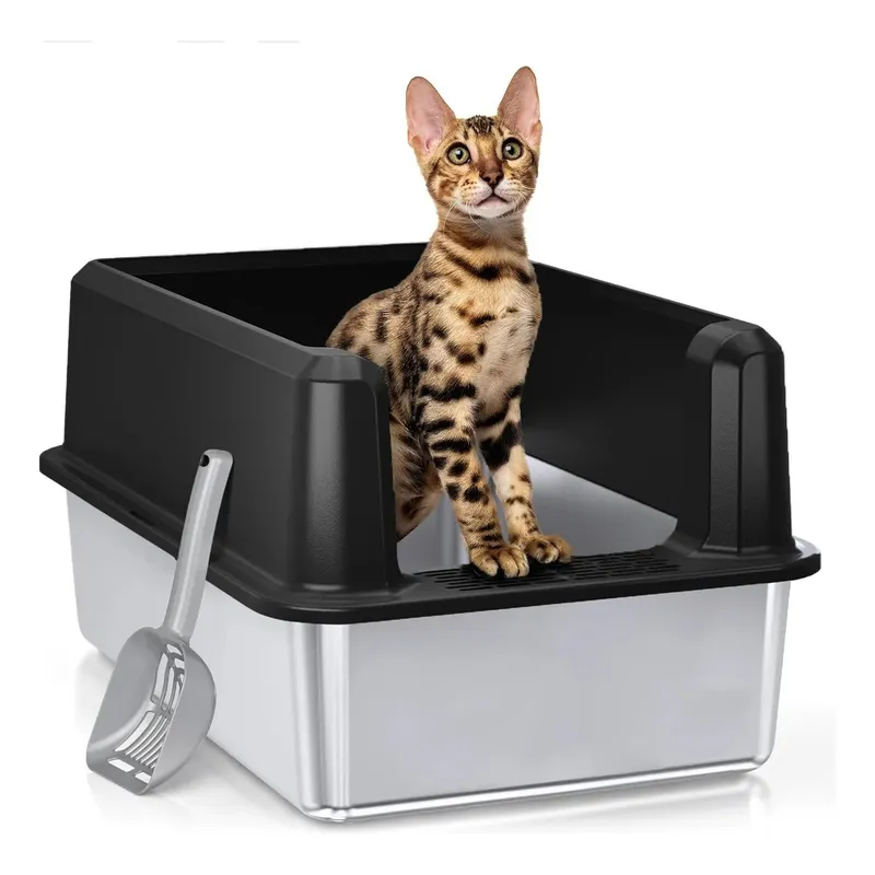 EVERSO - Caja de arena para gatos metálica con cuchara Sin tocar