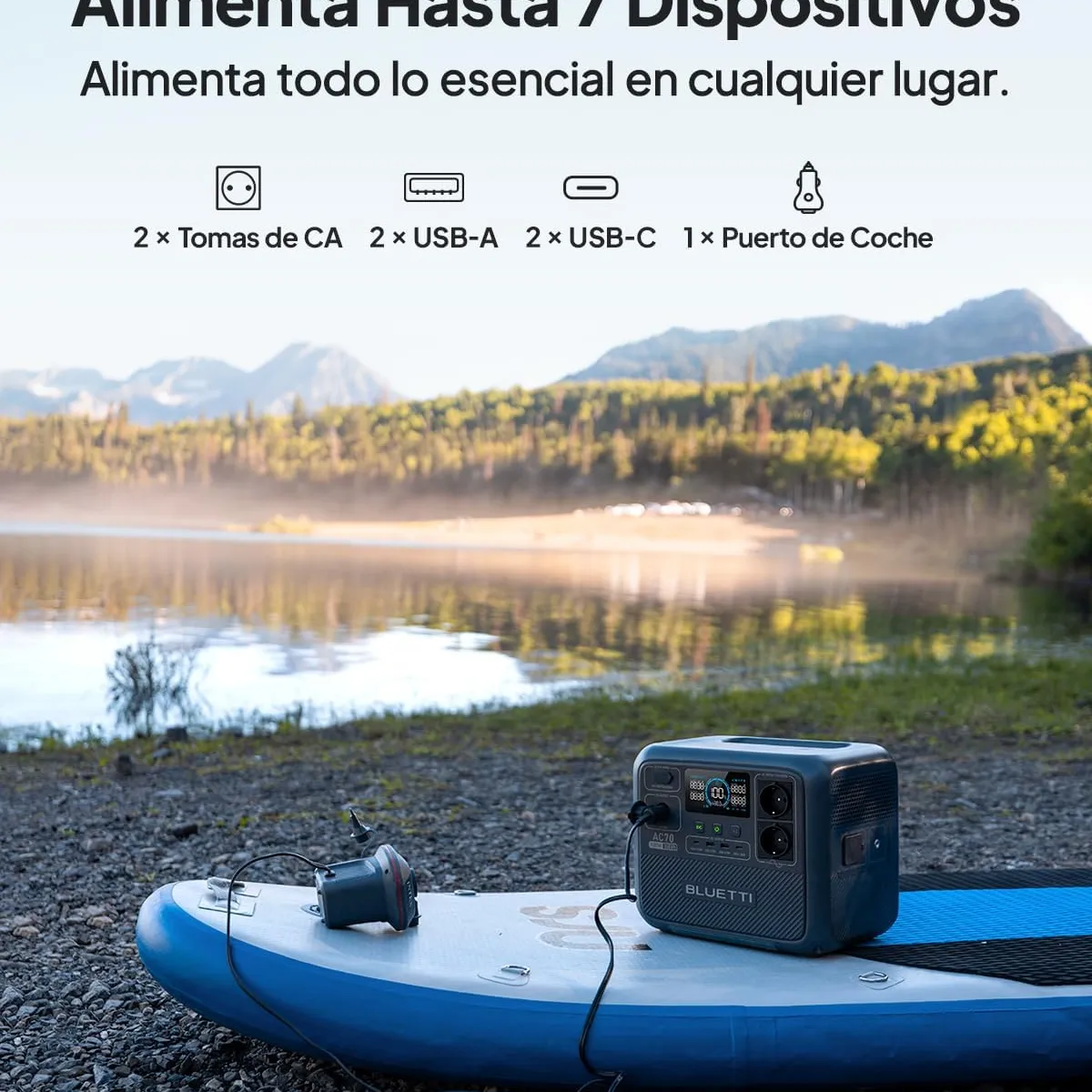 BLUETTI - BLUETTI AC70 Generador Solar 1000W 768Wh ,  Estación De Energía  para Viajes,Acampar, Fuera ,Deportes ,Cortes de Energía