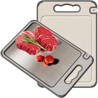 Tabla Cortar Acero Inoxidable Y Paja Trigo PP Doble Cara Antiarañazos