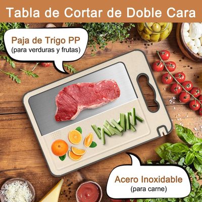 Imagen 2 del producto Tabla De Cortar Doble Cara Acero Inoxidable 30x46cm Cocina