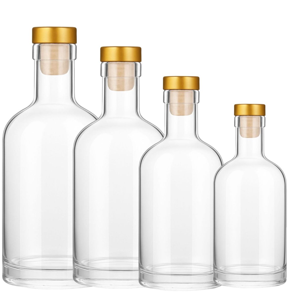 GENERICO - Pack 4 Botellas De Vidrio Hermeticas Decantadoras Premium