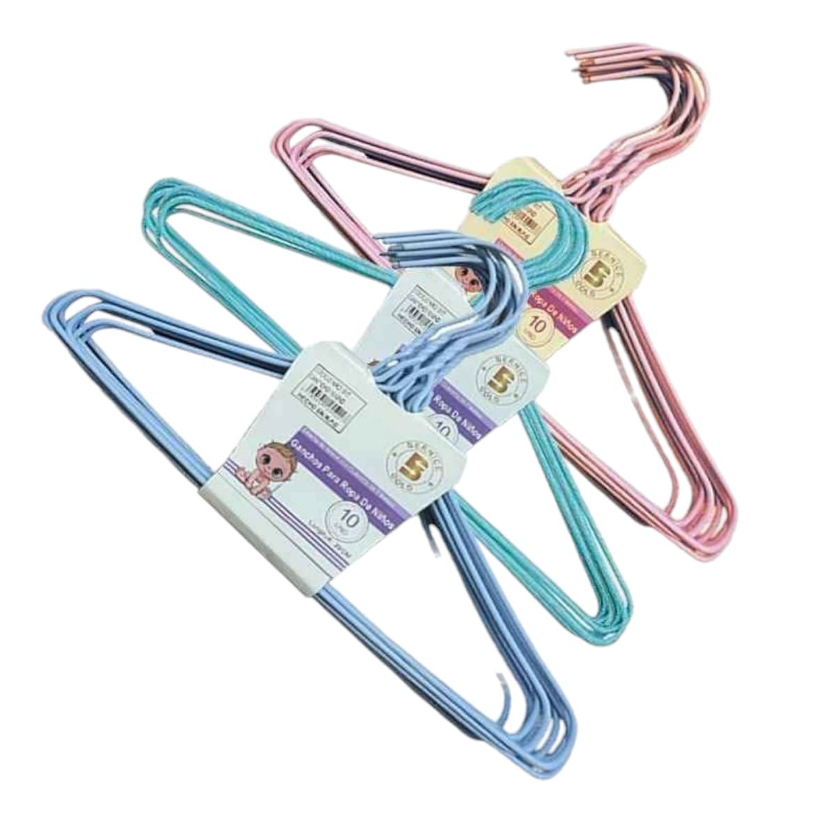 GENERICO - Pack 10 Perchas de Alambre para Ropa de Niños Gms