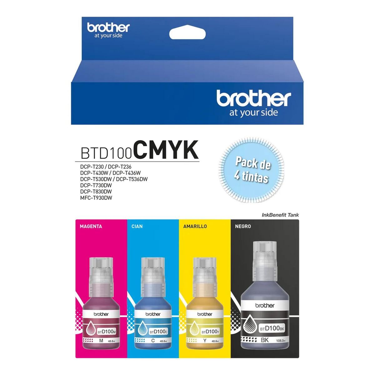 BROTHER - Botellas de Tinta Brother Btd100 Original Pack