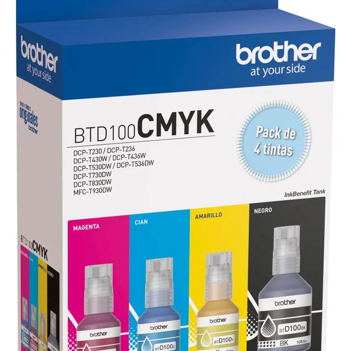 BROTHER - Botellas de Tinta Brother Btd100 Original Pack