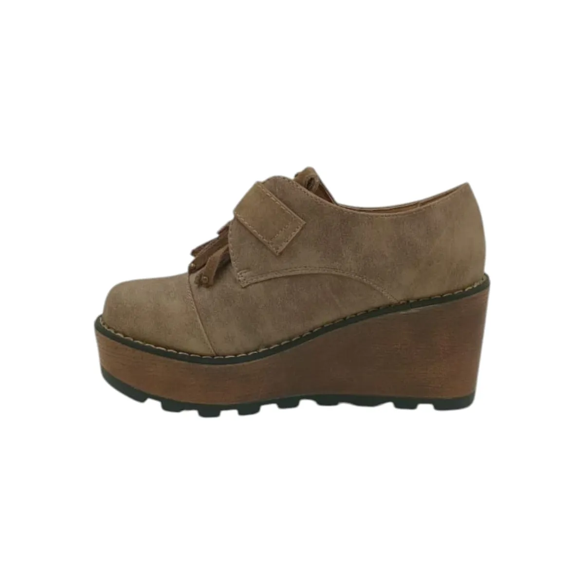 HERIEL - Zapato Khaki Gamuza Plataforma