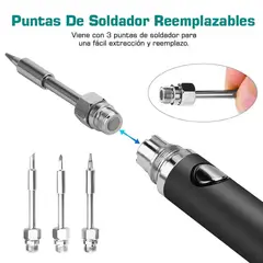 MUNDO MAGIA - Soldador Usb Portátil Inalámbrico Recargable Con 3 Puntas