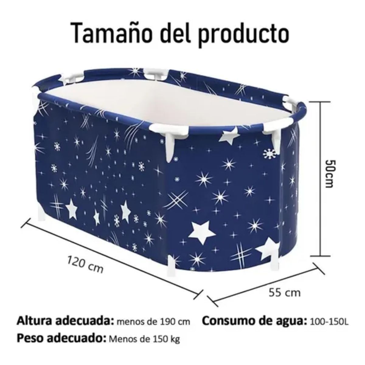 CRUSEC - Bañera Plegable Adultos Niños 120x55CM Spa Portatil