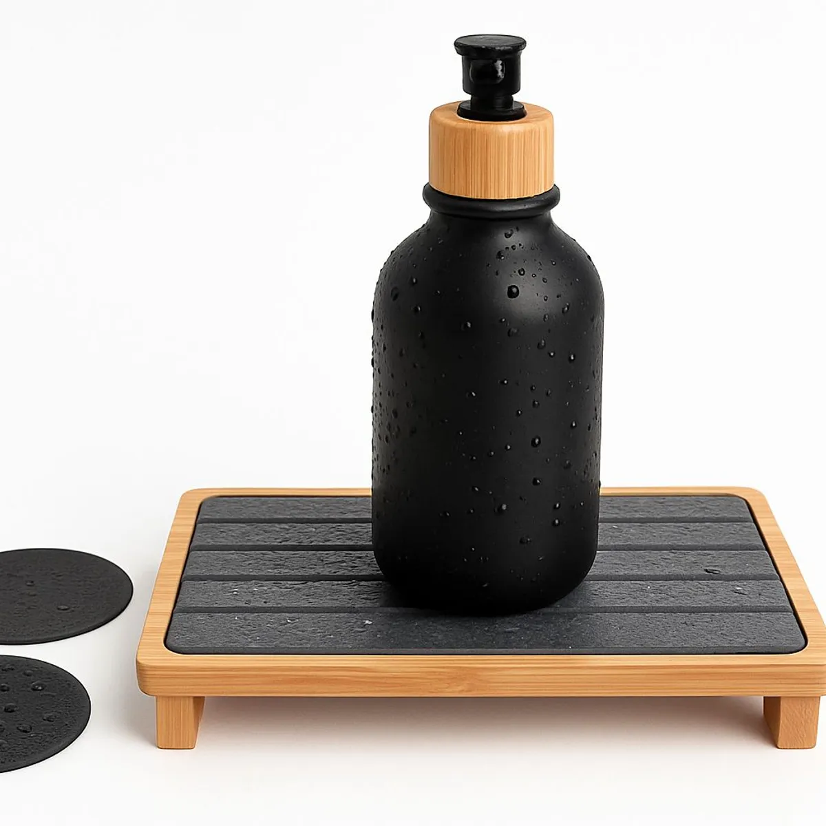 WAKESHOME - Tapete de piedra secado rapido con base de bambu multiusos