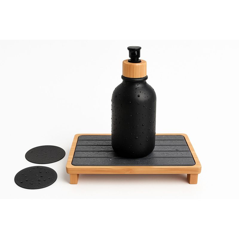 WAKESHOME - Tapete de piedra secado rapido con base de bambu multiusos