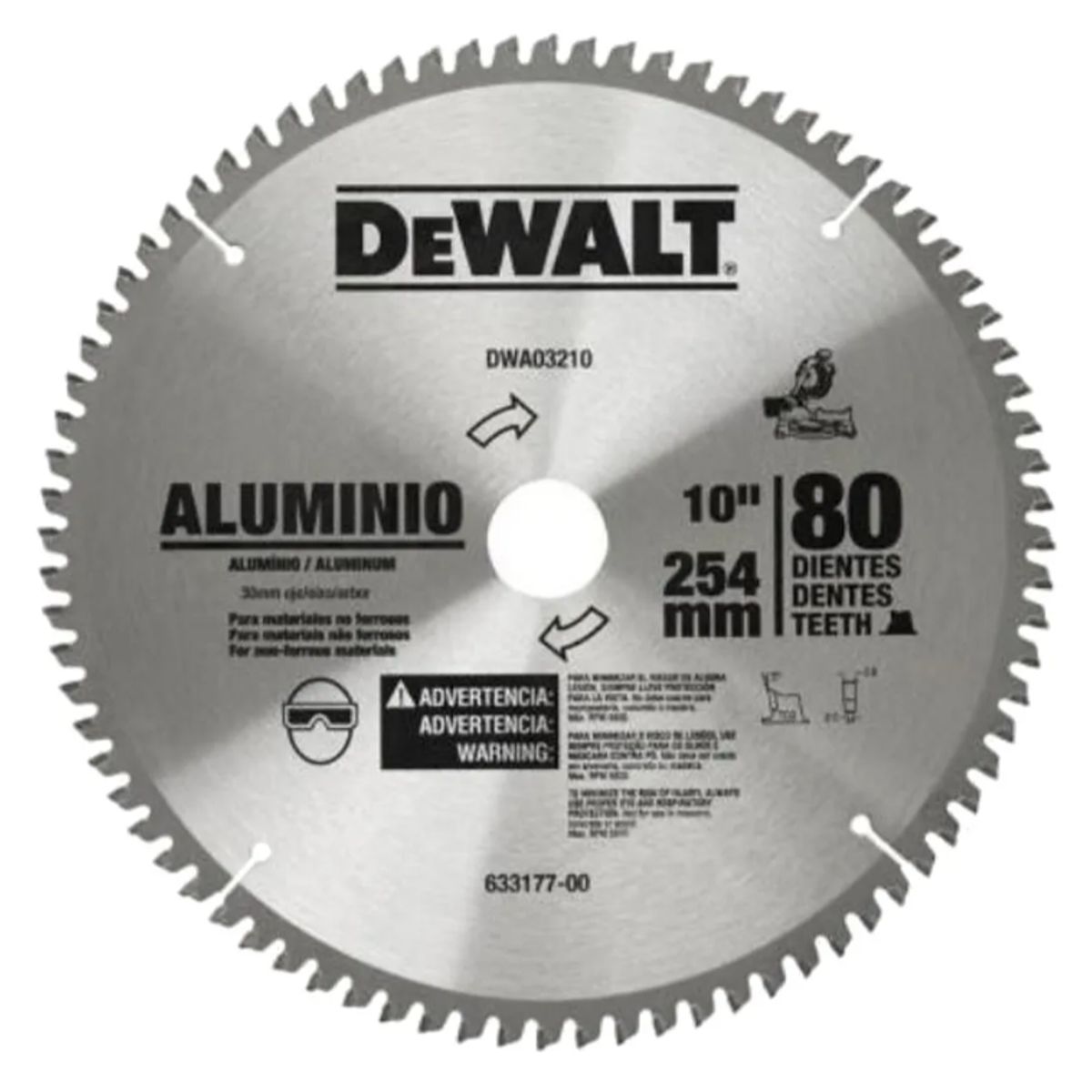 DEWALT - Disco De Sierra Circular 10 80 dientes Dewalt Dwa03210 Color Plateado