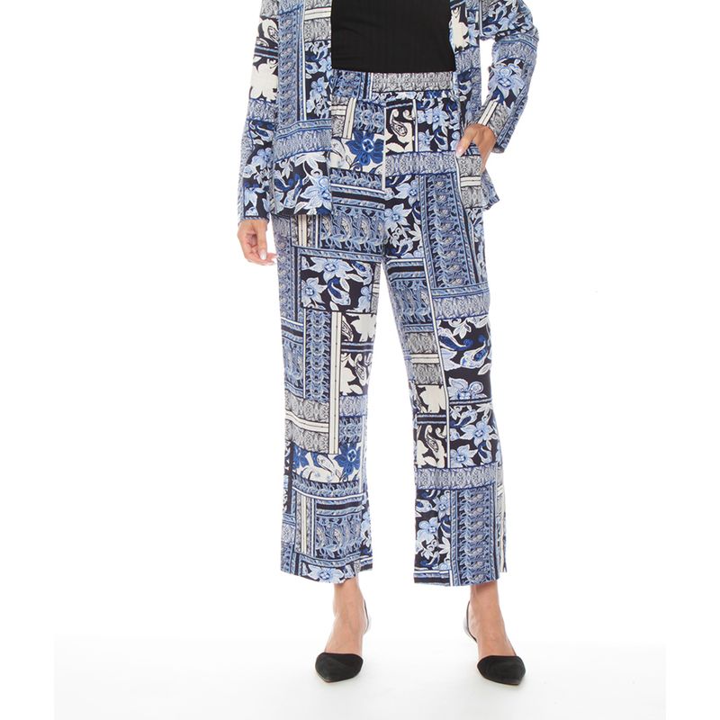 WADOS - PANTALON DE LINO ESTAMPADO CON CINTURA ELASTICADA