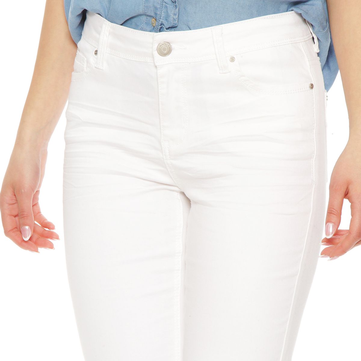 WADOS - PANTALON PITILLO CROP CON BASTA ROLL UP PRETINA BASICA UN BOTON