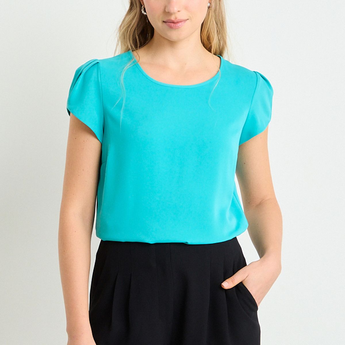 ASH - Blusa Manga Corta Mujer Celeste Ash