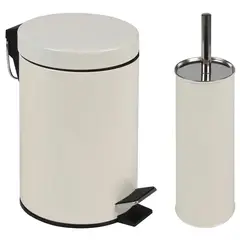 GENERICO - Set de baño papelero y escobilla WC Blanco Mor