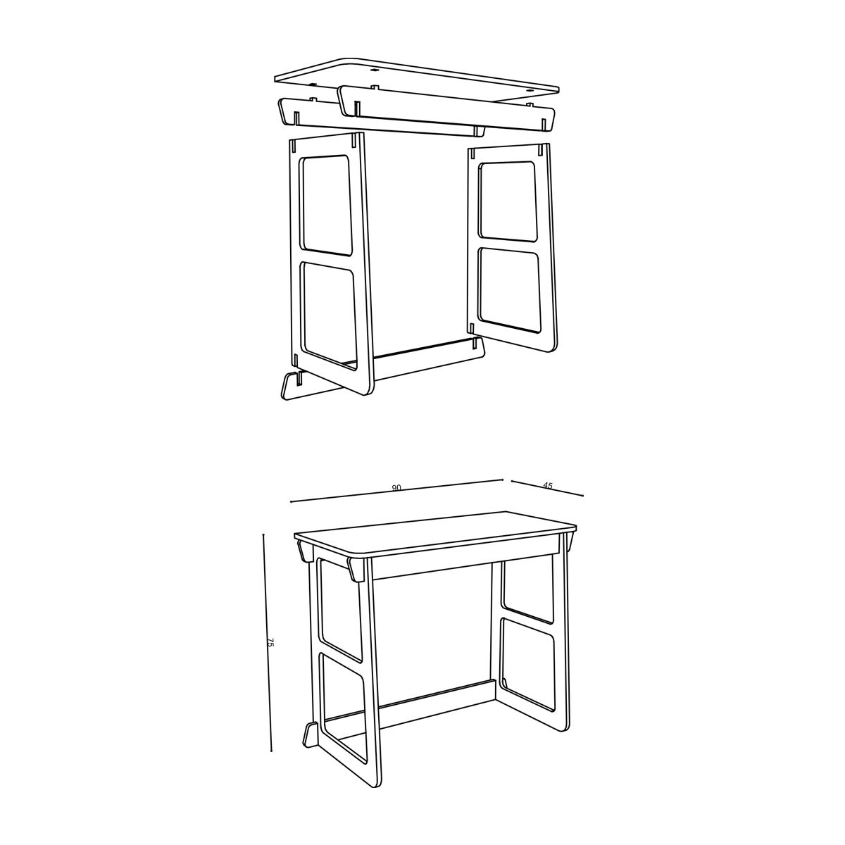 GENERICO - Escritorio Simple Modular de Madera  Compacto y Fácil de Armar  Mobelling