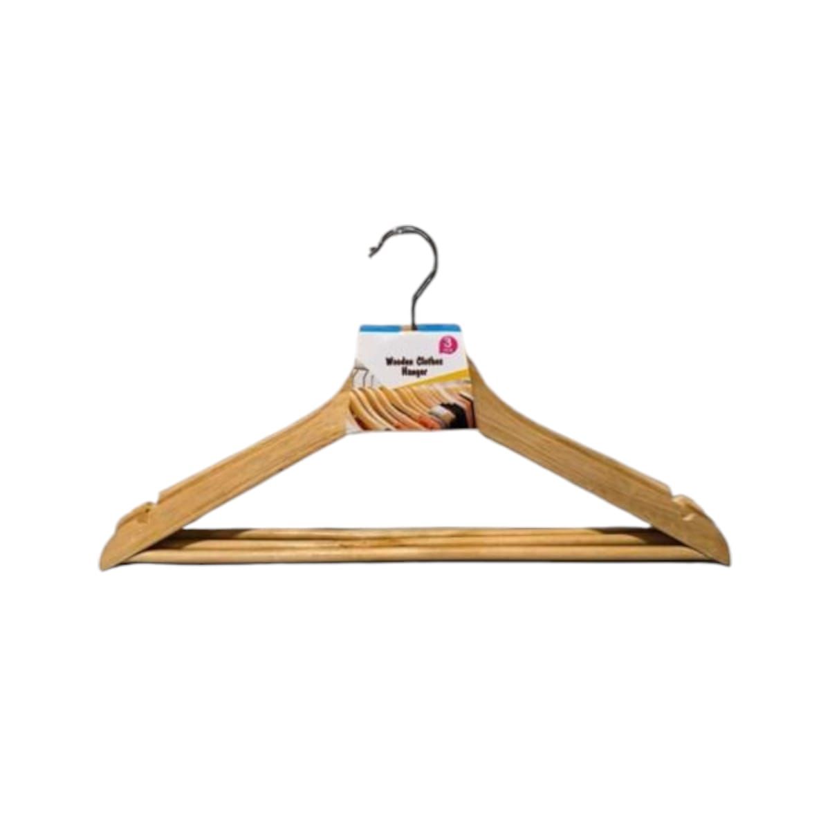 GENERICO - Set 3 Colgadores de Madera para Ropa  32cm Gms