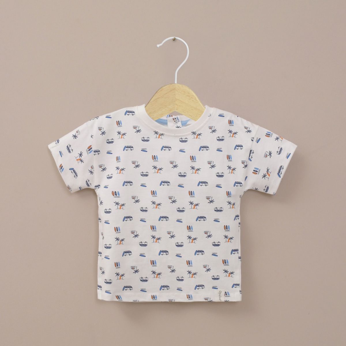OPALINE - Polera manga corta blanca estampada de niño