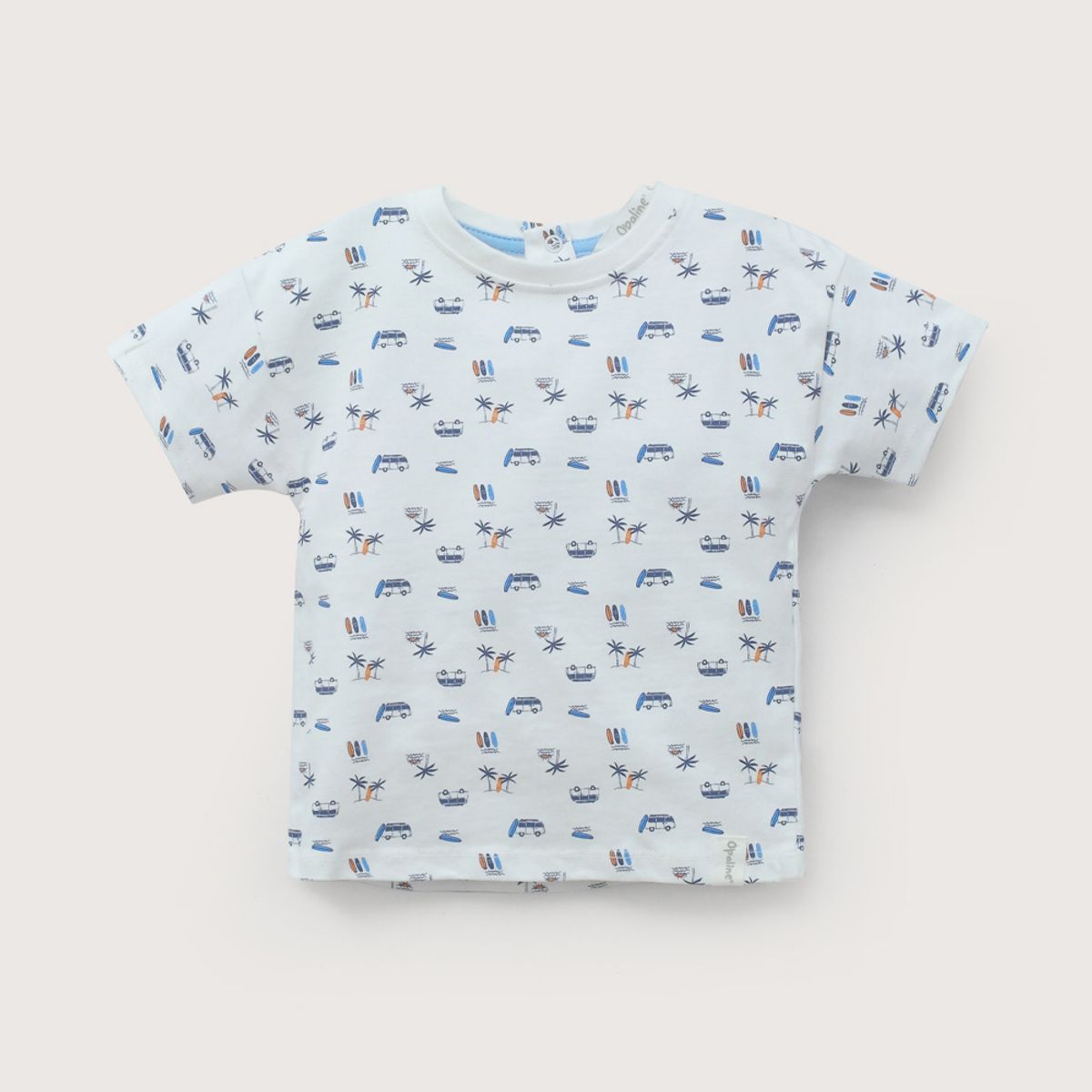 OPALINE - Polera manga corta blanca estampada de niño