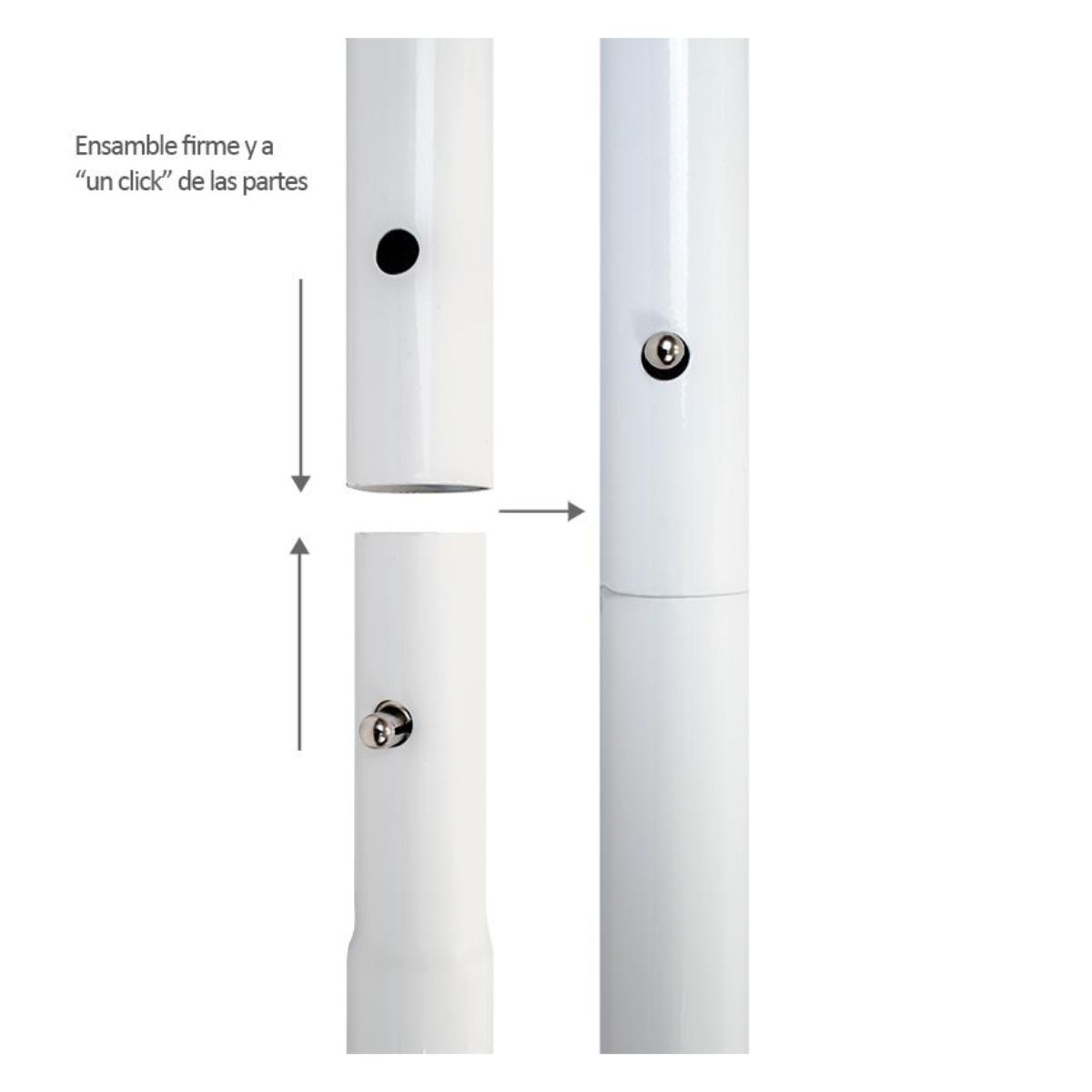 GENERICO - Mástil De Bandera Metálico Desmontable 32mm X 250cm Blanco