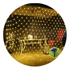 GENERICO - Luces Cascada Malla Led Solar 2x2mts 144led Decoración Navid