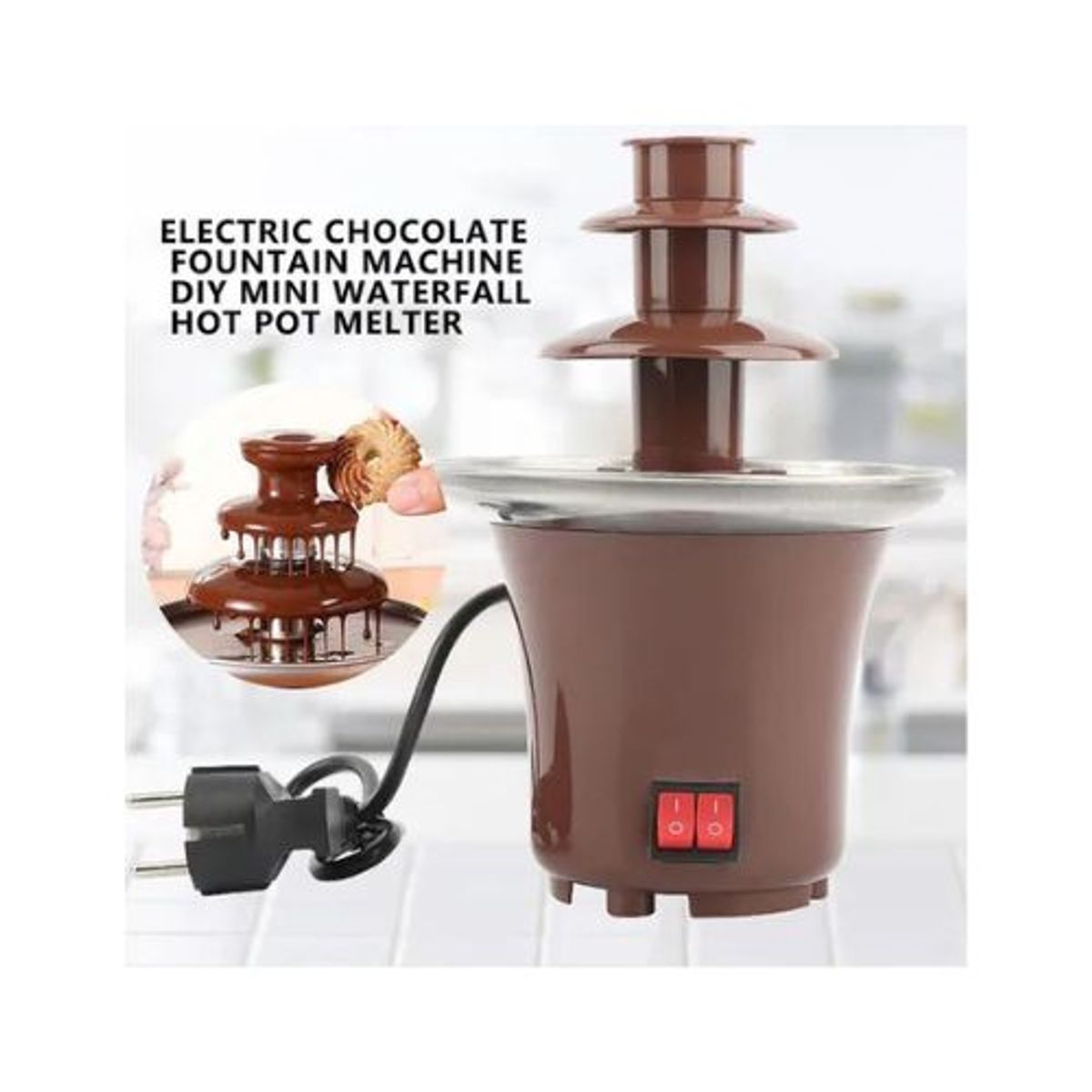 GENERICO - Cascada Fuente De Chocolate 3 Niveles Fondue Electrica Color Marron
