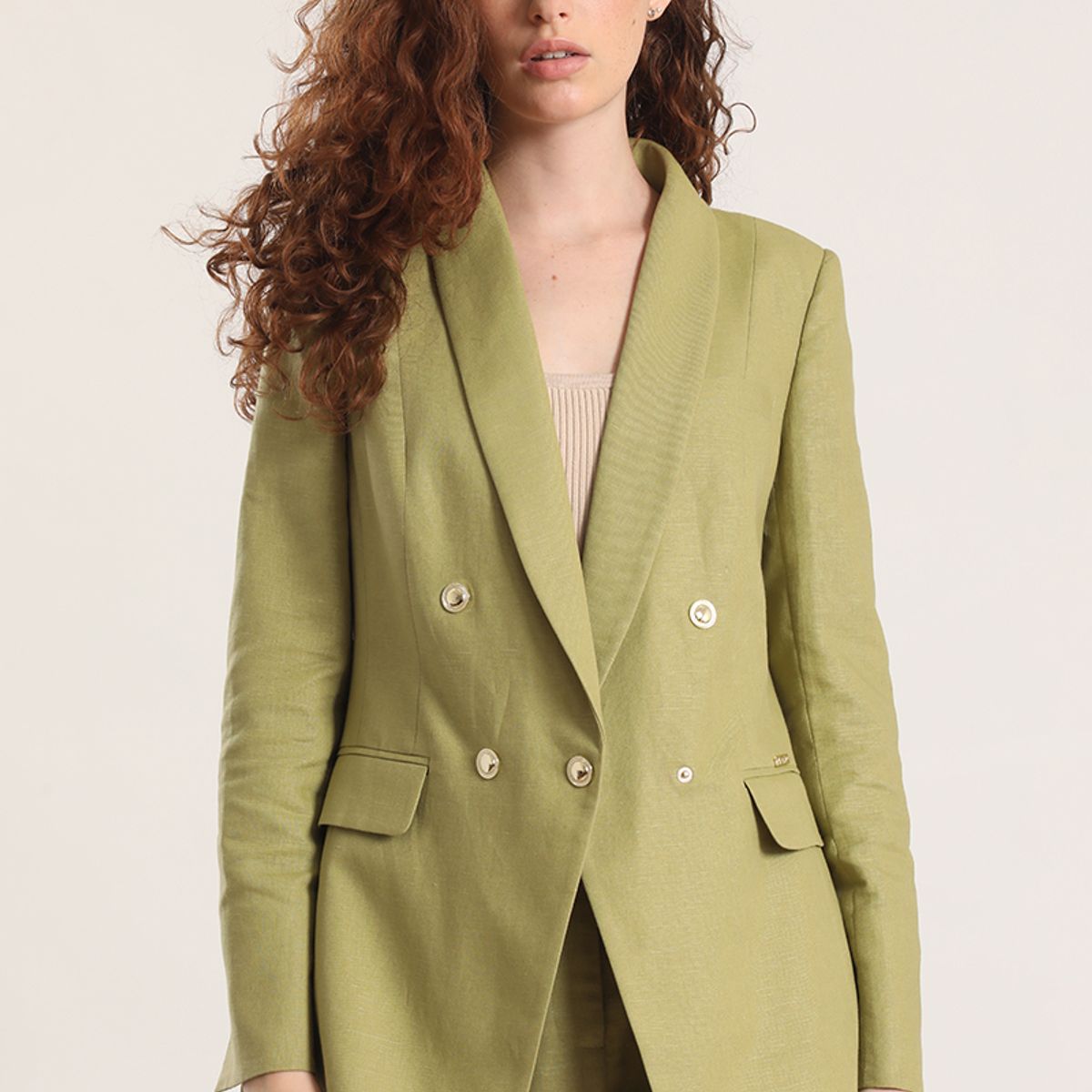 LIOLA - Blazer semi cruzado lino Liola mujer beige
