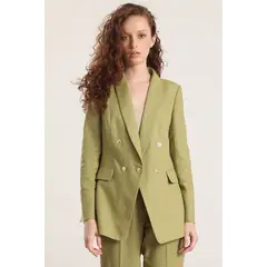 LIOLA - Blazer semi cruzado lino mujer beige