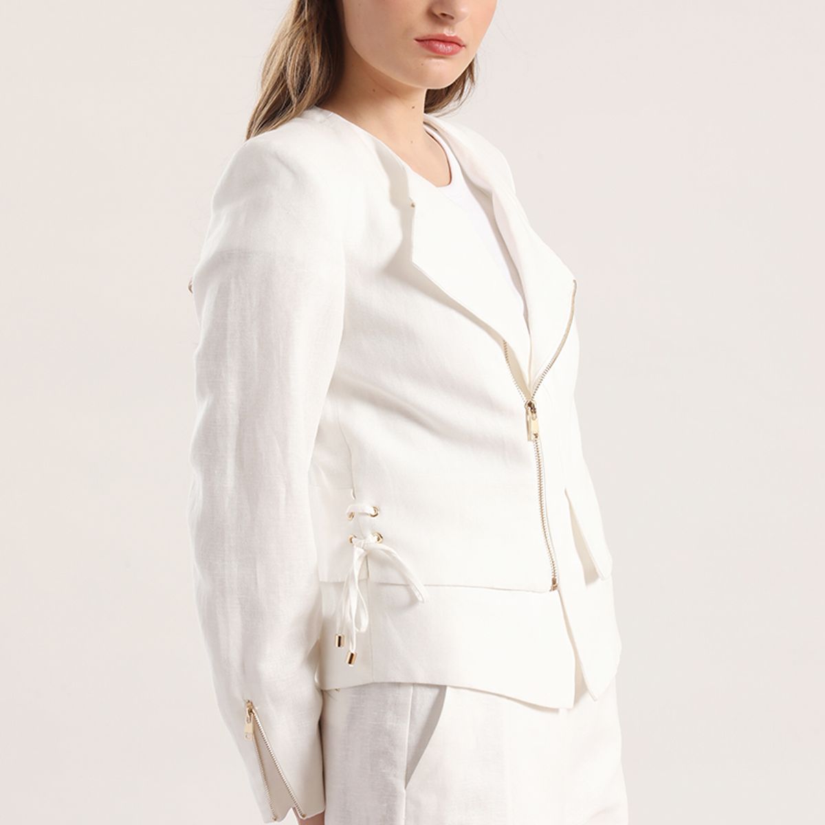 LIOLA - Chaqueta biker lino Liola mujer crudo