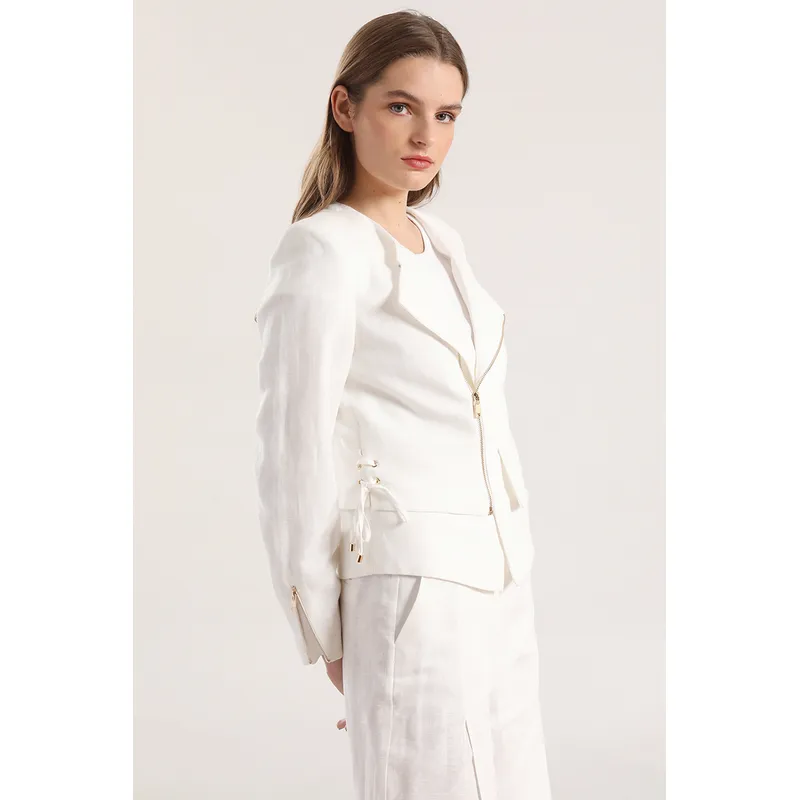 LIOLA - Chaqueta biker lino Liola mujer crudo