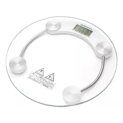 GENERICO - Balanza redonda de baño digital de vidrio templado + pila 180kg