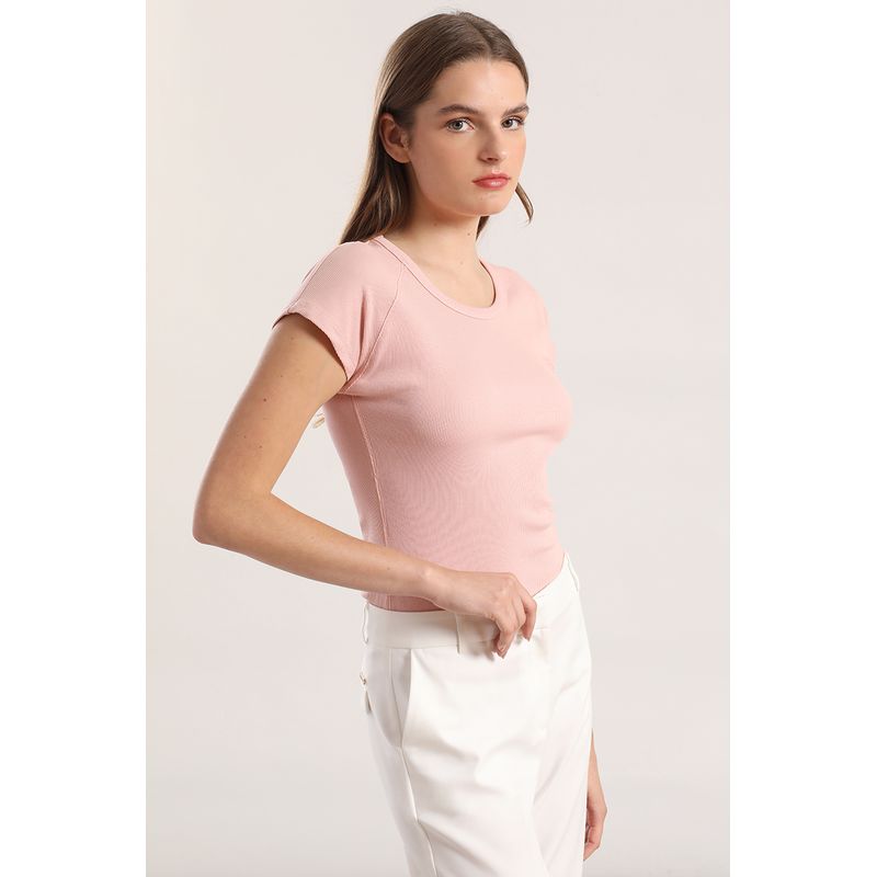 LIOLA - Polera ribb básica liola mujer rosa