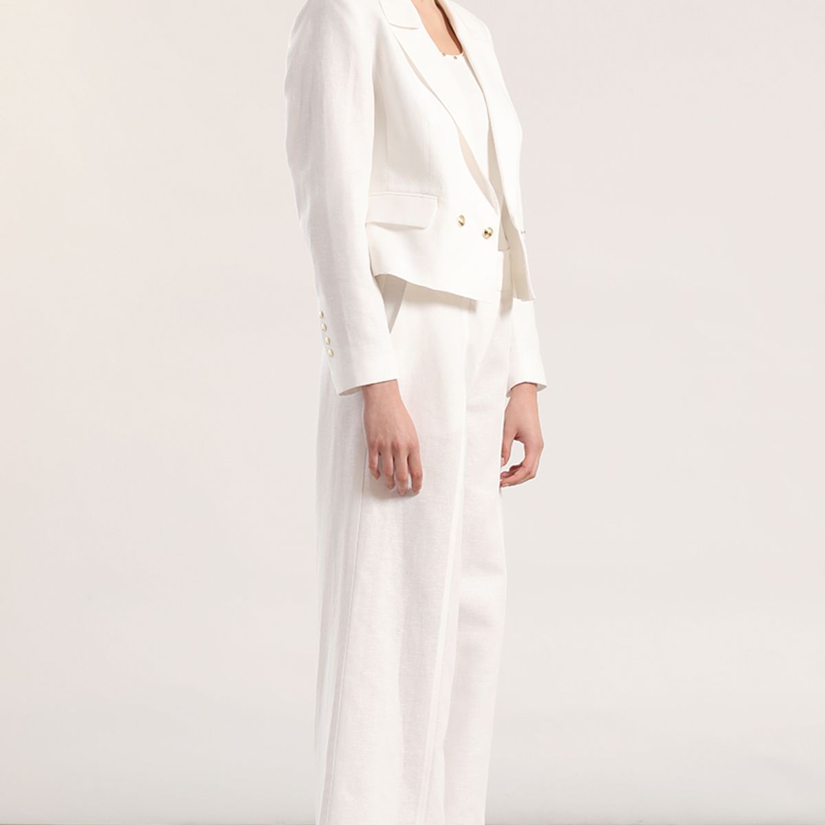 LIOLA - Pantalón palazzo lino mujer Liola crudo