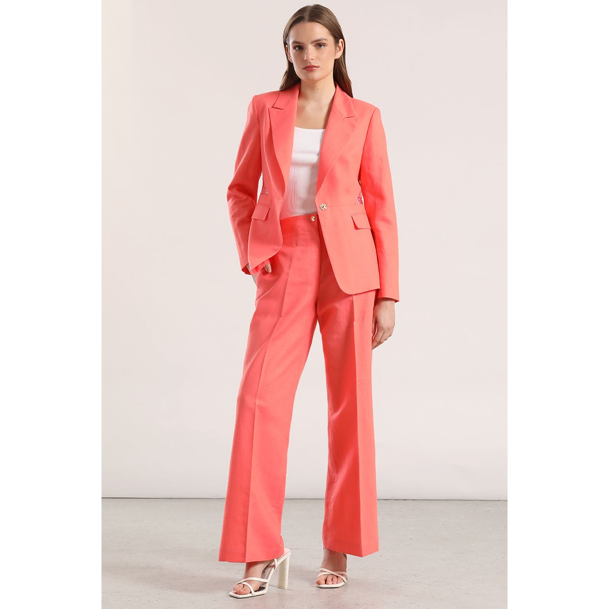 LIOLA - Blazer con encaje lino Liola mujer coral