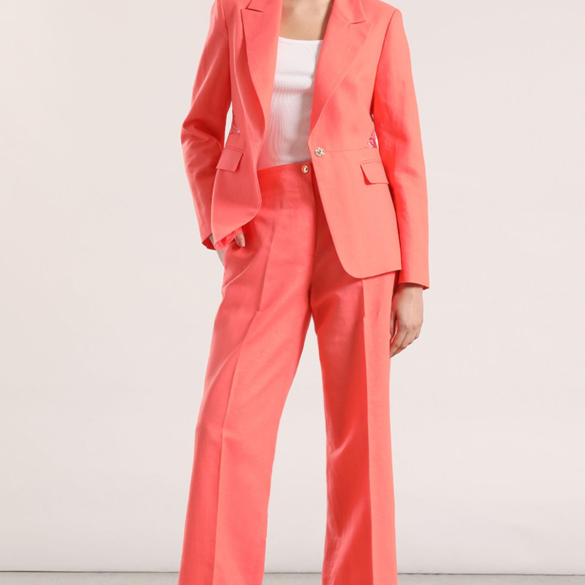 LIOLA - Blazer con encaje lino Liola mujer coral